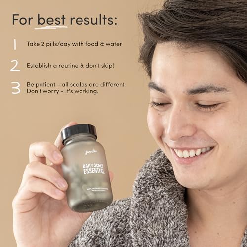 Jupiter Daily Scalp Essential - Hair Loss Supplement for Women & Men - Hair Vitamins for Flaky, Itchy, Oily, Dry Scalp - All-Natural, Plant-Based Ingredients for Thicker, Fuller Hair | 120 Capsules