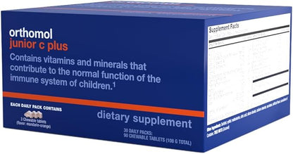 Orthomol Immun Junior C Plus, Kid's Multivitamin, Tangerine Flavor, 30-Day Supply