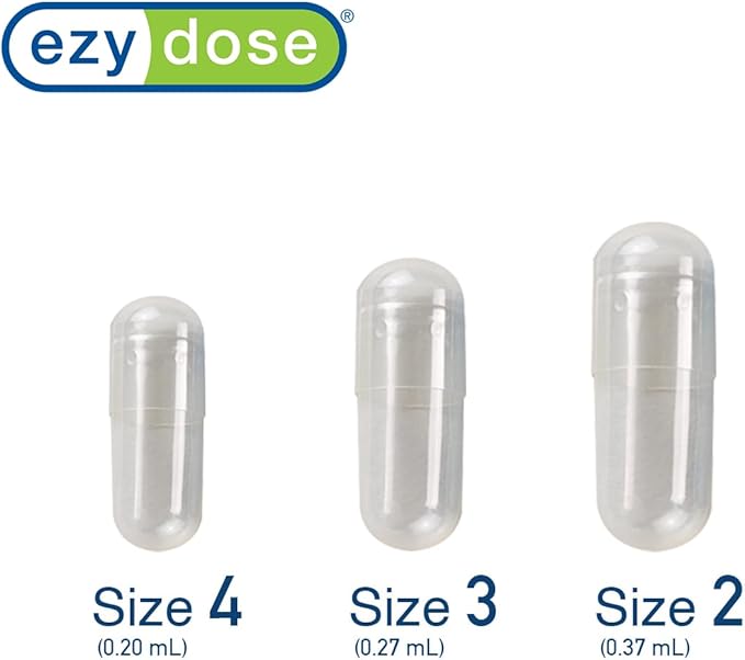 EZY DOSE Gelatin Size 2 Capsules, Empty Gel Capsule for Easy Compounding and Filling of Powdered Supplements, Medicine and Vitamins, Clear, 0.37 mL, 500 Count