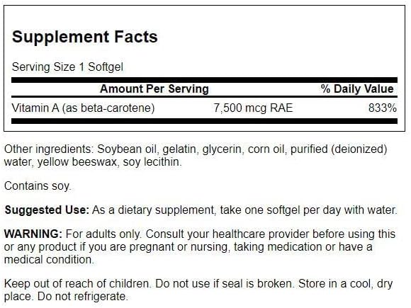 Swanson Beta-Carotene (Vitamin A) 25000 Iu (7500 mcg) 100 Sgels (2 Pack)