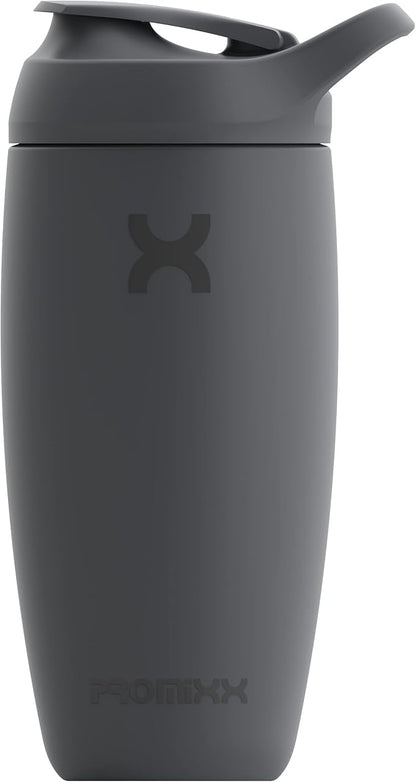 Promixx Pursuit Shaker Bottle Insulated Stainless Steel Water Bottle and Blender Cup, 18oz, Graphite Gray