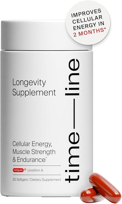 Timeline Mitopure Urolithin A - Clinically Proven Supplement for Healthy Aging and Cellular Renewal - Anti-Aging Mitoceutical for Muscle Strength, Endurance and Longevity - 60 Softgels