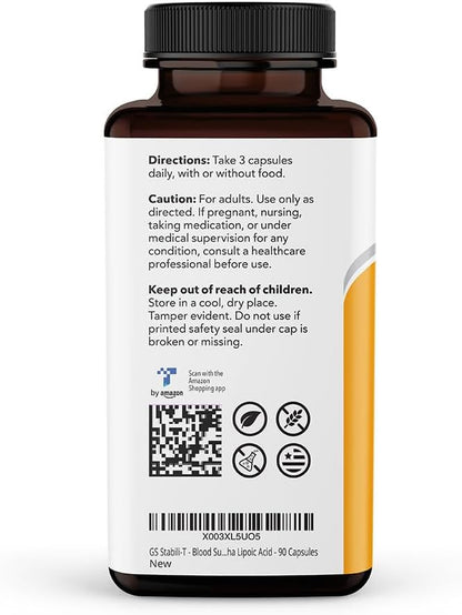 LifeSeasons - GS Stabili-T - Blood Sugar Support Supplement - Healthy Circulation & Vision - Maintain Normal Levels - Chromium Cinnamon Gymnema Bilberry & Alpha Lipoic Acid - 90 Capsules