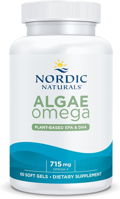 Nordic Naturals Algae Omega - 60 Soft Gels - 715 mg Omega-3 - Certified Vegan Algae Oil - Plant-Based EPA & DHA - Heart, Eye, Immune & Brain Health - Non-GMO - 30 Servings