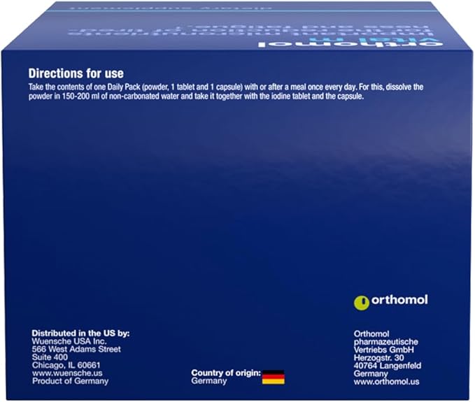 Orthomol Vital M Powder & Tablet Packet for Men, 30-Day Vitamin Supplement – Daily Energy, Fatigue Reduction & Vitality Support with Vitamins A, B, C, D, E, K, Omega-3 & Iodine