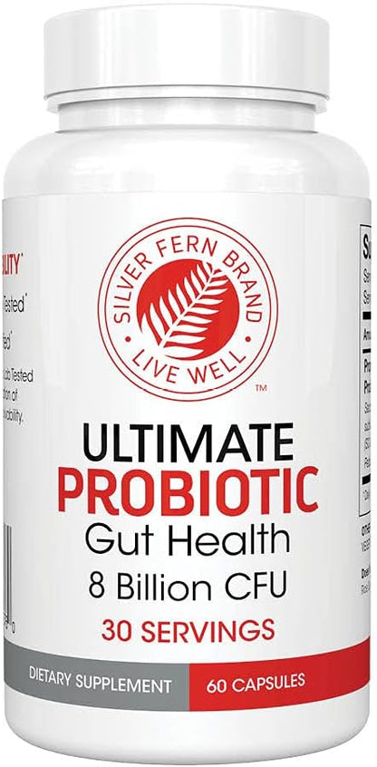 Silver Fern Ultimate Probiotic Supplement Vegicaps - Daily Metabolic Restoration, Proven Survivability, DNA Verified Multi-Strain Bacillus Probiotic Capsules (1 Bottle - 60 Capsules)