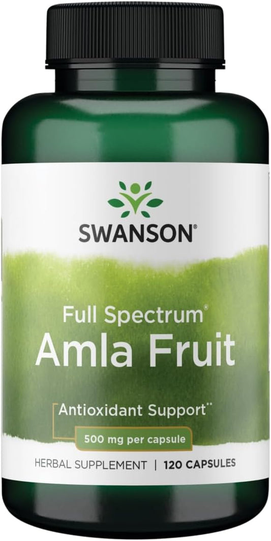 Swanson Full Spectrum Amla Fruit (Indian Gooseberry) Ayurvedic Energy Vitality Antioxidant 500 Milligrams 120 Capsules