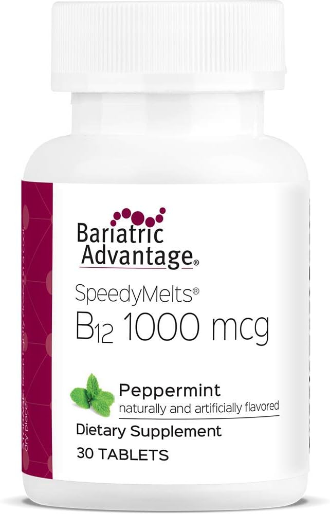 Bariatric Advantage B-12 Speedy Melts, Vitamin B12 1000 mcg Supplement, Fast Melting with 200 mcg of Folic Acid for Nutritional Support - Peppermint, 30 Count