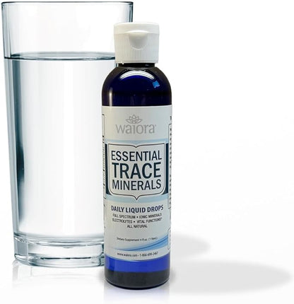 Waiora Essential Trace Minerals | Help Replenish Key Trace Minerals | 60+ Ionic Trace Minerals | Support Body’s Essential Functions, pH Balance | Plus Electrolytes for Hydration (4 Bott /192 serv)