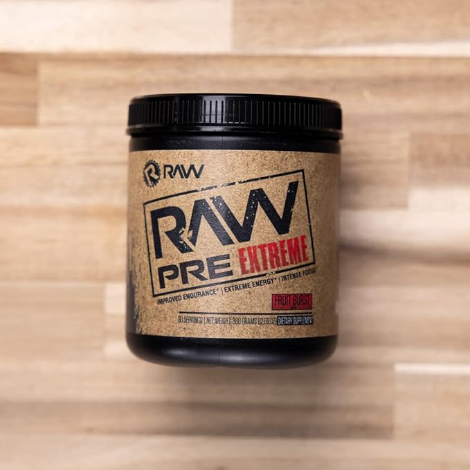 RAW Preworkout Extreme | High Stimulant Preworkout Powder Drink, Extreme Energy, Focus and Endurance Booster | Explosive Strength and Pump During Workout for Max Gains | Fruit Burst (30 Servings)