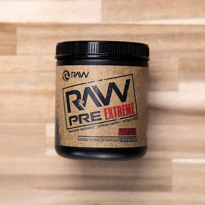 RAW Preworkout Extreme | High Stimulant Preworkout Powder Drink, Extreme Energy, Focus and Endurance Booster | Explosive Strength and Pump During Workout for Max Gains | Fruit Burst (30 Servings)