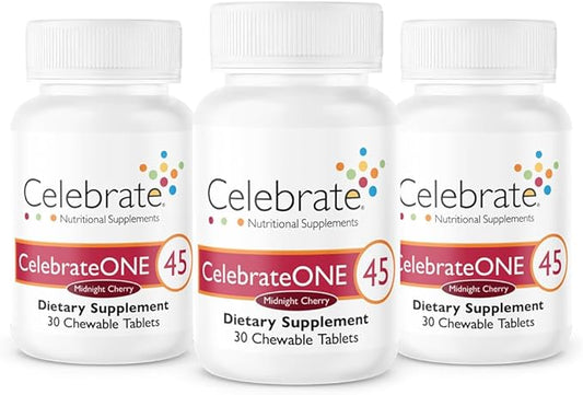 Celebrate Vitamins CelebrateONE 45 Chewables, 45mg Iron - One A Day Bariatric Multivitamin, Essential Vitamins & Minerals - Gastric Bypass & Sleeve Gastrectomy Supplement - Cherry (90 Tablets)