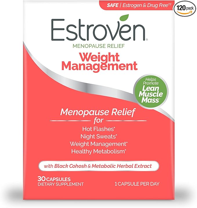 Estroven Menopause Relief Weight Management 60 & 30 Count Clinically Proven Manage Weight Hot Flashes Night Sweats