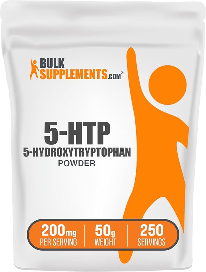 BulkSupplements.com 5-HTP Powder - 5-Hydroxytryptophan, 5 HTP Supplement - 5-HTP 200mg, Mood Support Supplement - Gluten Free, 200mg per Serving, 50g (1.8 oz) (Pack of 1)