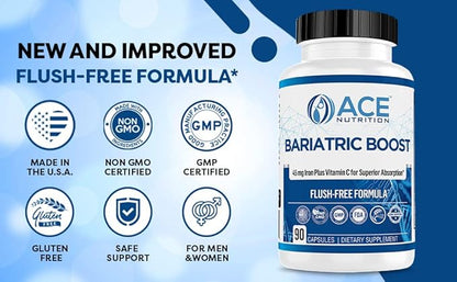 Bariatric Boost One-A-Day Multivitamin 90 Day Supply with 45mg Iron Post Gastric Bypass Sleeve Surgery | Non-GMO, Gluten Free, Bariatric Multivitamin Made in USA |