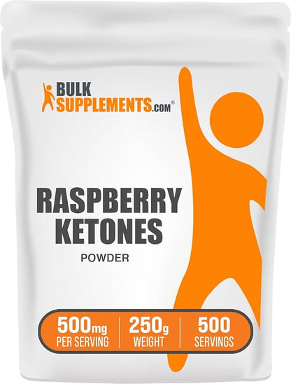 BulkSupplements.com Raspberry Ketones Powder - Raspberry Ketones Supplement, Antioxidant Source - for Energy Support, Gluten Free, 500mg per Serving, 250g (8.8 oz) (Pack of 1)