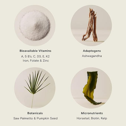 Moon Juice - SuperHair - Bottle (120 Capsules) - Hair Growth Vitamins - Multivitamins & Organic Ashwagandha - Reusable Glass Bottle - 3rd Party Tested - 100% Traceable - Vegan, Gluten Free, Non GMO