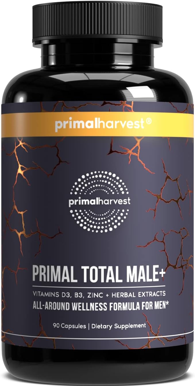 Primal Harvest Primal Total Male Natural Tribulus Terrestris, Fenugreek, Korean Ginseng, Maca Root Horny Goat Weed for Men Booster, Max Boost 90 Capsules…
