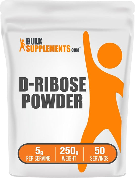 BulkSupplements.com D-Ribose Powder - D-Ribose Supplement, Ribose 5000mg, for Energy Support - Unflavored & Gluten Free, 5000mg per Serving, 250g (8.8 oz) (Pack of 1)