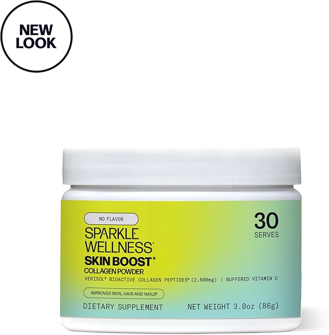 Sparkle Skin Boost No Flavor Verisol Collagen Peptides Protein Powder Vitamin C Supplement Drink, 2.8oz