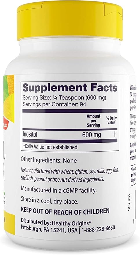 Healthy Origins Inositol Powder, 56.7 g - for Skin, Hair & Nail Health - Vitamin B8 Powder Supplement - Part of The B Complex Family - Vegan, Non-GMO & Gluten-Free Supplement - 2 Oz