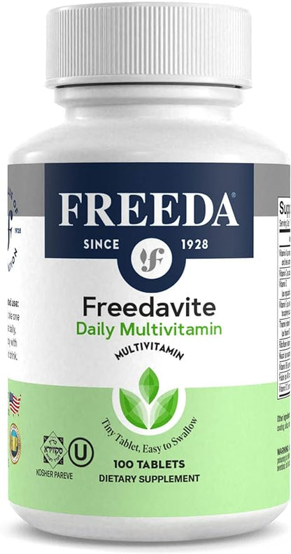 Freedavite Tiny Tablet - Moderate Multivitamin for Men and Women - Vitamin A, C, D, E, B1, B2, B6, B12, Biotin, Calcium, Zinc, Iron, Magnesium, Manganese, Copper, Selenium, Iodine - 100 Count