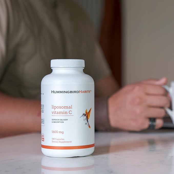 Liposomal Vitamin C 1600mg, High Absorption Vitamin C for Immune Support, Fat Soluble VIT C Antioxidant Supplement for Collagen Synthesis, Joint Support & Skin Appearance, 180 Vegan Capsules