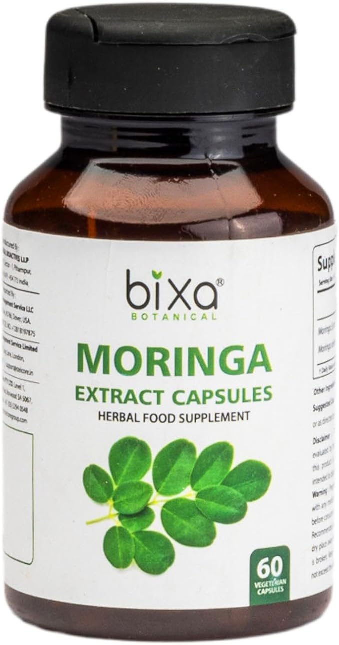 bixa BOTANICAL Moringa Leaf Extract Capsule (Moringa Oleifera) | Multi-Vitamin Green Super Food Supplement ǀ Pure Natural Nutrition Supplement- (60 Count(Pack of 1))