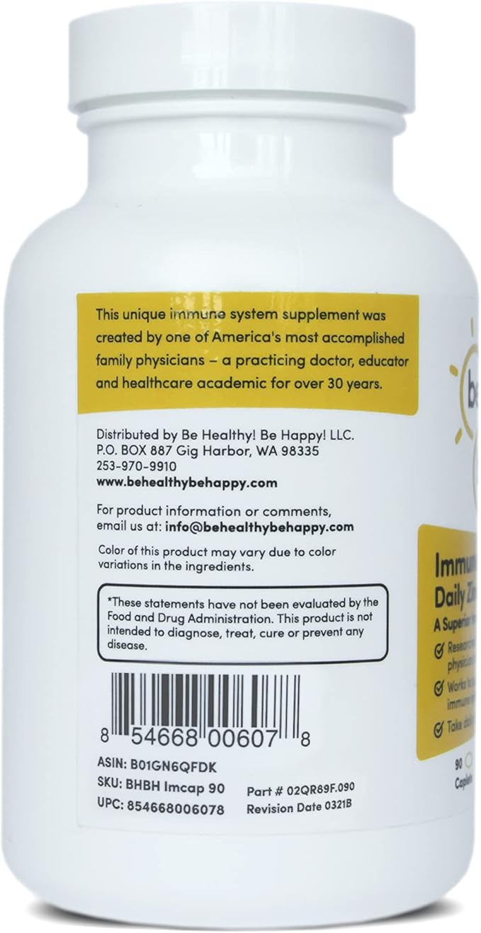 Be Healthy! Be Happy! Immune Health Pro – Daily Zinc + C + Micronutrients Infection Fighting Superior Immune System Supplement