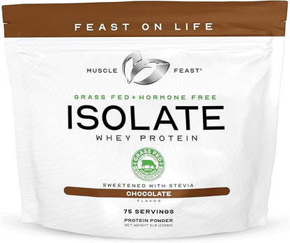 Muscle Feast Grass-Fed Whey Protein Isolate, All Natural Hormone Free Pasture Raised, Chocolate, 5lb