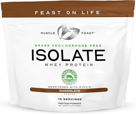 Muscle Feast Grass-Fed Whey Protein Isolate, All Natural Hormone Free Pasture Raised, Chocolate, 5lb