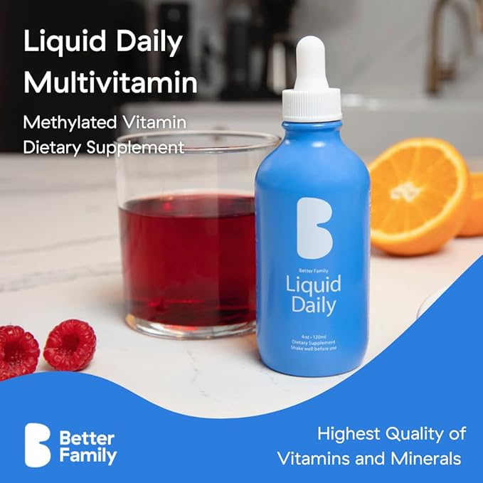 Better Family - Liquid Daily Multivitamin - All-in-One Wellness Drop - All Ages & Genders - Methylated Vitamins - No Sugar or Artificials - Gluten Free, Non-GMO - Dietary Supplement - 4oz (120 ml)