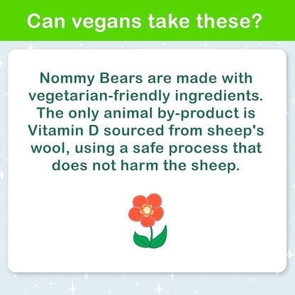 MULTIVITAMIN Gelatin-Free Gummies: for Kids, Children, Teens, Nom Nom Yummy, 3 Delicious Flavors, 11 Essentials, Gluten-Free, Halal Certified, Mommy Approved, Bear Shapes, Vegetarian