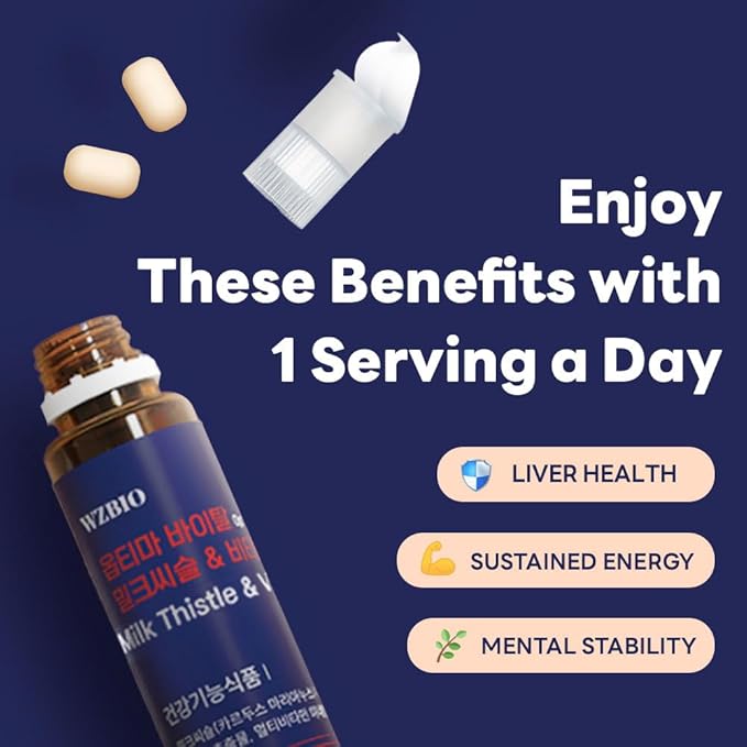 Optima Vital - Milk Thistle (Silymarin 130mg) for Liver Health, Liver Supplement, Stress Relief & Immune Support, with Vitamins B, C, D, E & Rhodiola, 10-Day Supply