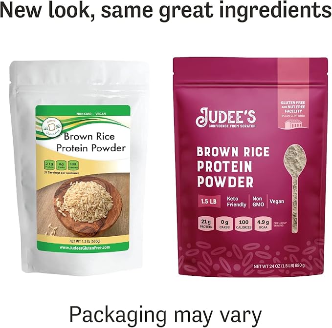 Judee’s Brown Rice Protein Powder (80% Protein) 1.5 lb - 100% Non-GMO and Sprouted - Dairy-Free and Keto-Friendly - Gluten-Free and Soy-Free - Plant-Based Protein