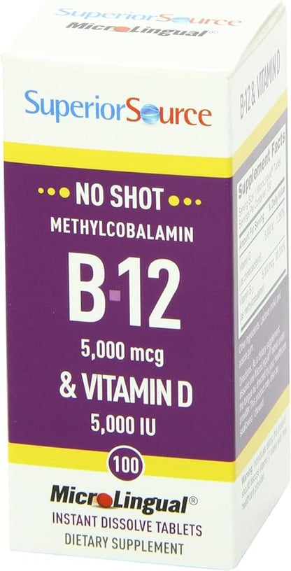 Superior Source Methyl B12 and Vitamin D3 5000 IU Multivitamins, 5000 mcg, 100 Count