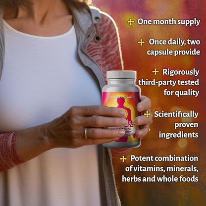 LUV Everyday™ Women’s 50+ Multivitamin, Women’s 50+ Adult Formula Daily Nutritional Support with Iron, Calcium, KSM-66 Ashwaganda, CoQ10, Lycopene, and Lutemax 2020 - Non GMO Gluten Free - 60 Capsules