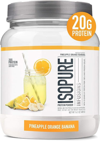 Isopure Protein Powder, Gluten Free, Whey Protein Isolate, Post Workout Recovery Drink Mix, Prime, Infusions- Pineapple Orange Banana, 16 Servings