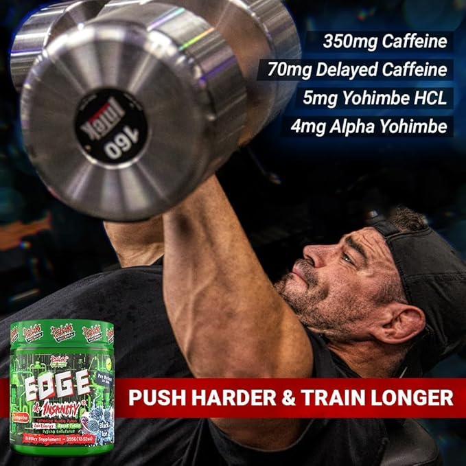 Psycho Pharma Strongest High Stim Preworkout Powder - Edge of Insanity - Most Intense Pre Workout Supplement for Pumps, Strength, Energy and Feel Good Focus. Rivals Famous PWOs of The Past