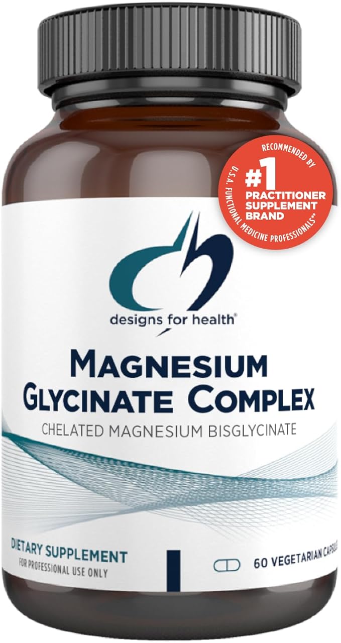 Designs for Health Magnesium Glycinate Complex - Chelated Magnesium Bisglycinate + High Absorption Magnesium Oxide for Heart Health, Immune Support & Bone Strength - Vegan (60 Capsules)