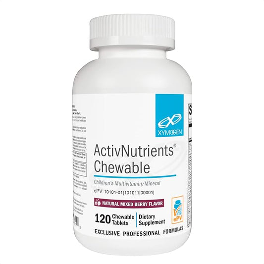 XYMOGEN Children's ActivNutrients Chewable - Mixed Berry Multivitamin for Kids - Multi Vitamin Multimineral for Wellness + Immune Support - Chelated Minerals + B Vitamins with Folate (120 Tablets)