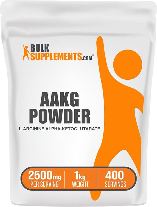 BulkSupplements.com AAKG Powder - Arginine Alpha-Ketoglutarate, AKG Supplement - Arginine Supplement, Unflavored & Gluten Free, 2500mg per Serving, 1kg (2.2 lbs) (Pack of 1)