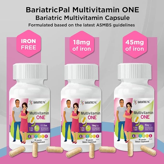 BariatricPal Multivitamin ONE 1 per Day! Bariatric Multivitamin Capsule - Iron Free (90 Count)
