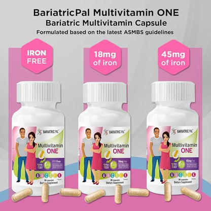 BariatricPal Multivitamin ONE 1 per Day! Bariatric Multivitamin Capsule - Iron Free (90 Count)