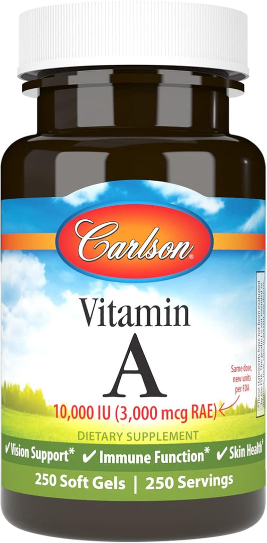 Carlson - Vitamin A, 10000 IU (3000 mcg RAE), Vision Health, 250 Softgels