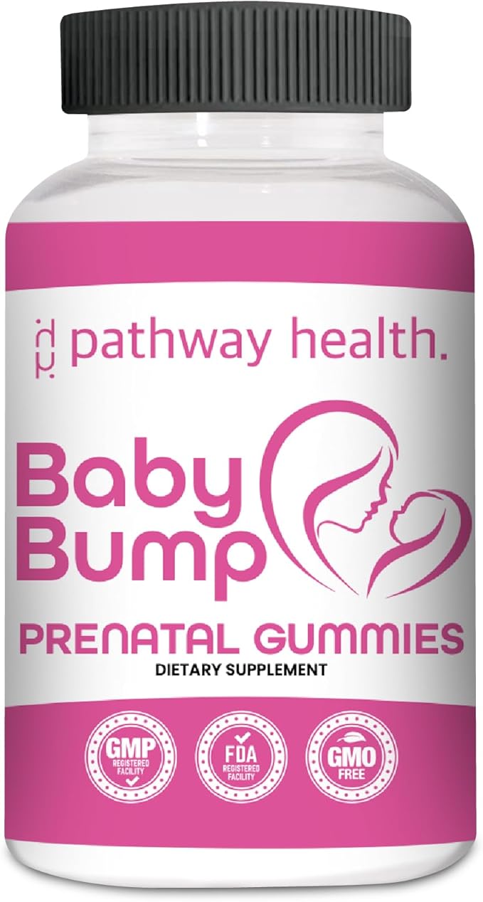 Pathway Health Baby Pump Prenatal Vitamin Gummies - 60 Capsules - Organic Pregnancy Supplements for Women - Gluten Free Multivitamin Prenatals - Prenatal Gummies with Iron, B12 & DHA