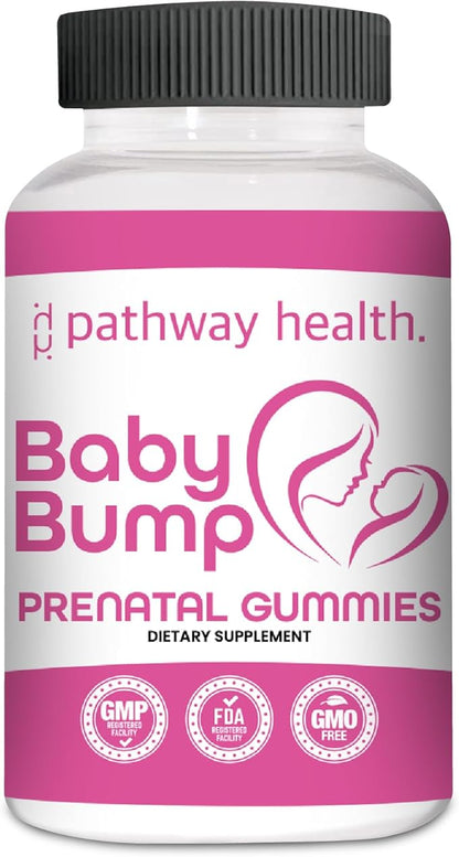 Pathway Health Baby Pump Prenatal Vitamin Gummies - 60 Capsules - Organic Pregnancy Supplements for Women - Gluten Free Multivitamin Prenatals - Prenatal Gummies with Iron, B12 & DHA