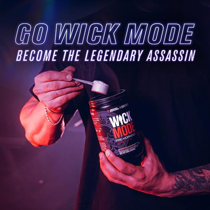 Jacked Factory X John Wick - Wick Mode Pre Workout Powder - Intense Energy, Battle-Ready Focus, Unstoppable Commitment, and Sheer Will - 40 Servings, Baba Yaga Blue Raz