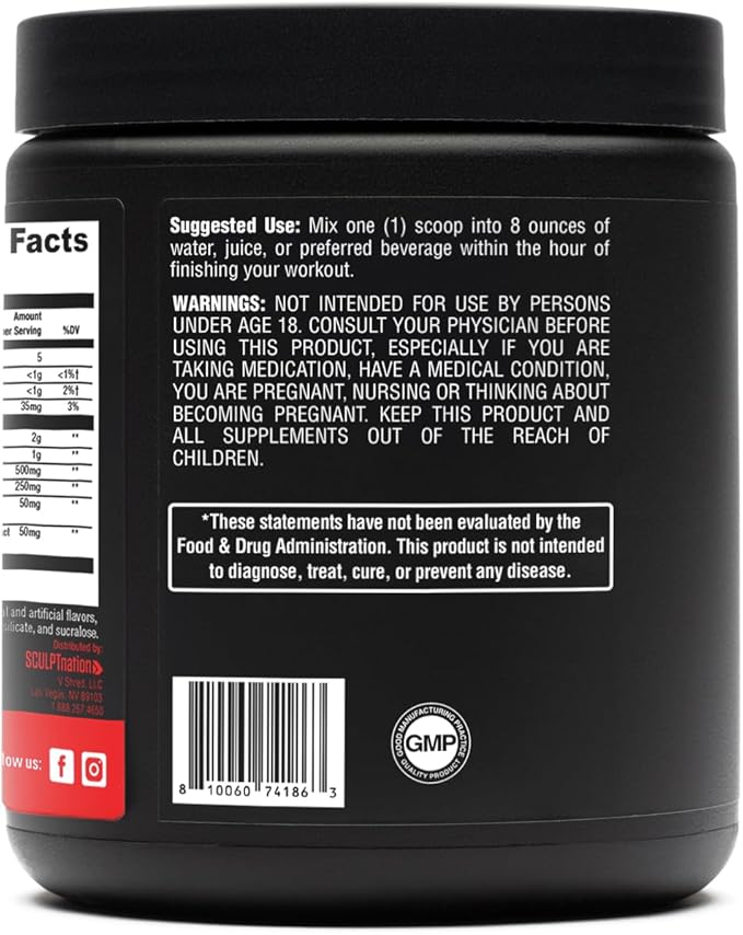 Sculpt Nation by V Shred Post Workout - Creatine Complex Post Workout Muscle Recovery and Builder with Energy Support, Creatine Monohydrate and Amino Acids, Fruit Punch Flavor - 30 Servings