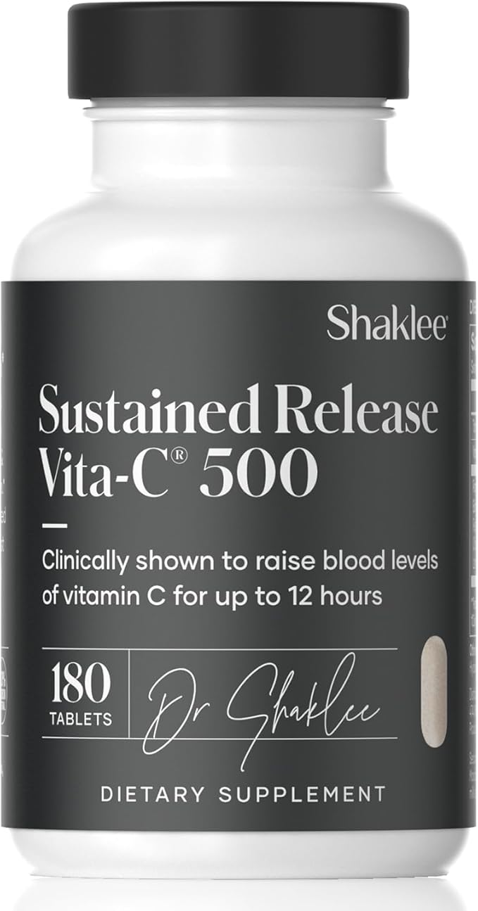 Shaklee - Sustained Release Vita-C® 500mg - High-Potency Cellular and Immune Support Formula with Proprietary Sustained-Release System - includes Rose Hips and Bioflavonoid Blend - 180 Tablets
